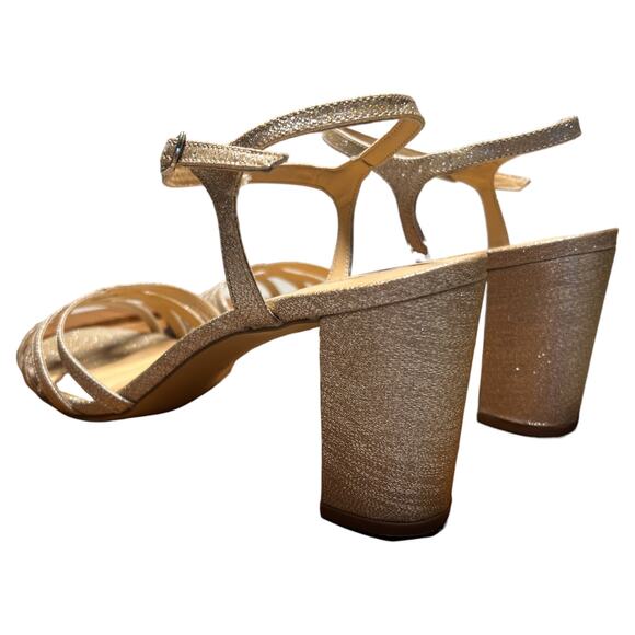 BADGLEY MISCHKA American Glamour Womens 10 Rose Gold Strappy Sparkle Sandal - Picture 4 of 16